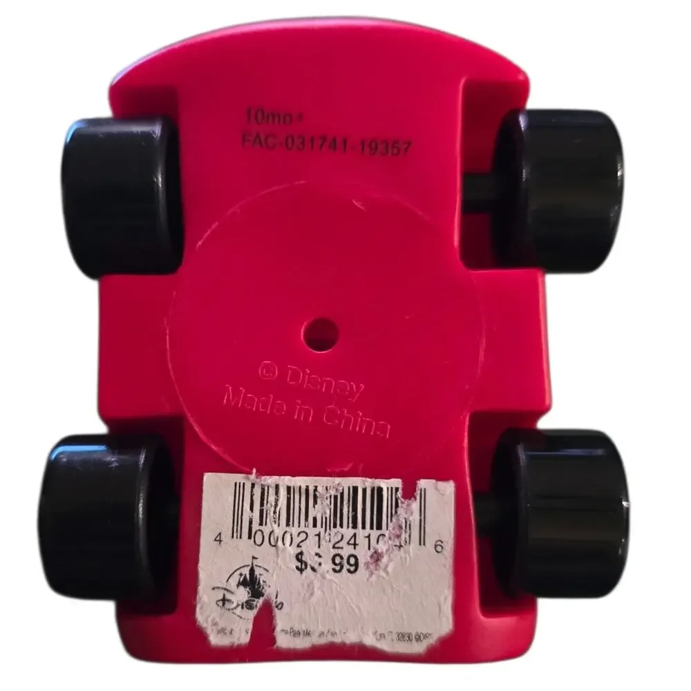 Disney Parks Mickey Mouse Rolling Toy Car Plastic Small Red 3.25in x 4.25in